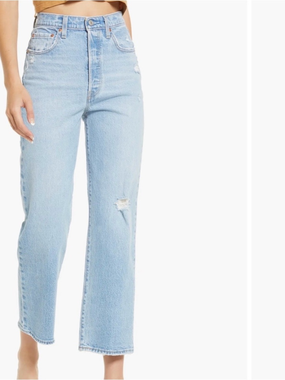 Levi's Light Wash Ribcage Ripped High Waist Ankle Straight Leg Jeans Sz 25